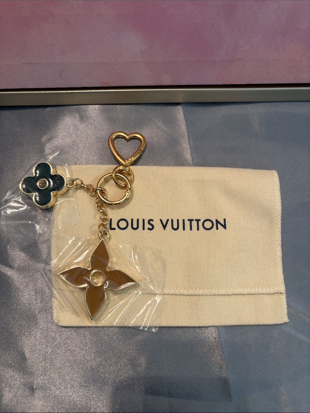 Fashion Brand Company Gold and Black Flower Key & Card Holder Charm